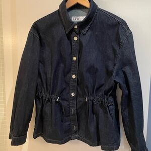 Zara Women's dark blue denim shirt/jacket XL. Worn once.